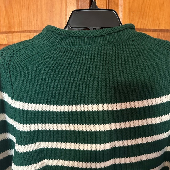 J.Crew green striped roll up sweater XL NWT - Picture 7 of 8